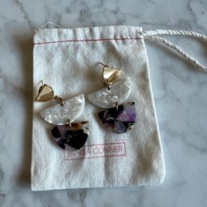 Elegant White and Purple Dangle Earrings